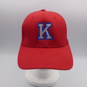 Initial K Letter Classic Baseball Hat FlexFit Red Fitted New Size S-M